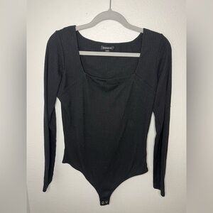 Express Black Fitted Long Sleeve Bodysuit